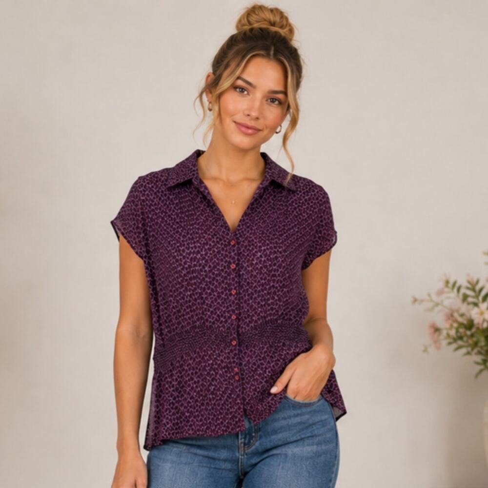 Sag Harbor Sheer Blouse Women's Size 12P Purple Lightweight Fairy Grunge Vintage